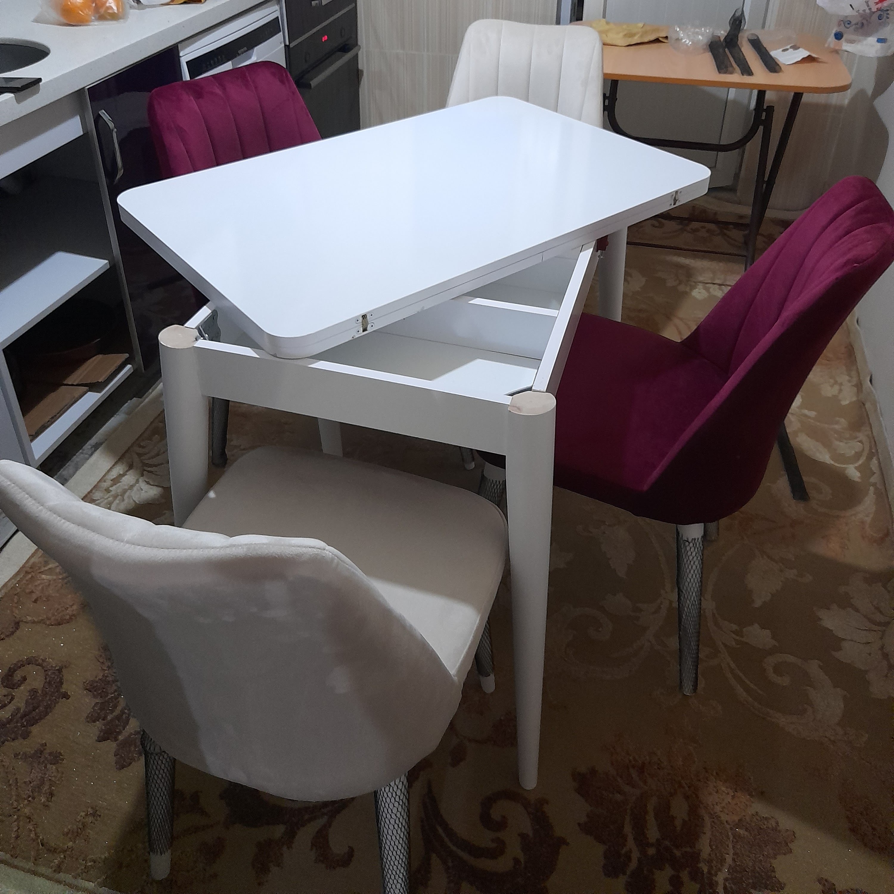 Gonca Oval Table White 100x65 cm and Sude Chair