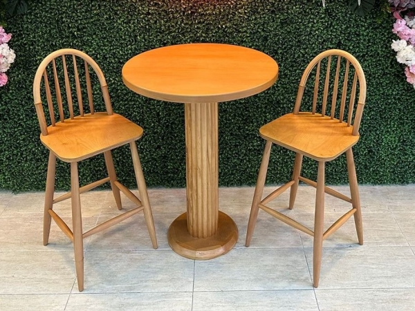 Ptt Round Solid Bar Table 80 cm Set