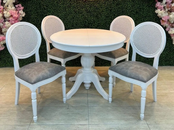 Baba Round Solid Table Beyaz 100 cm Set