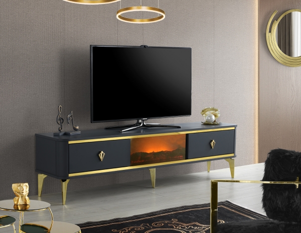 Beyza TV Stand with Fireplace 180 cm Anthracite