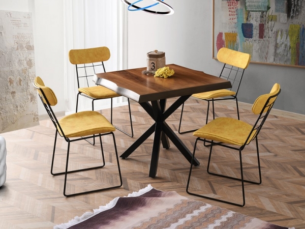 MDF Table 80 cm and Metal Modern Chair