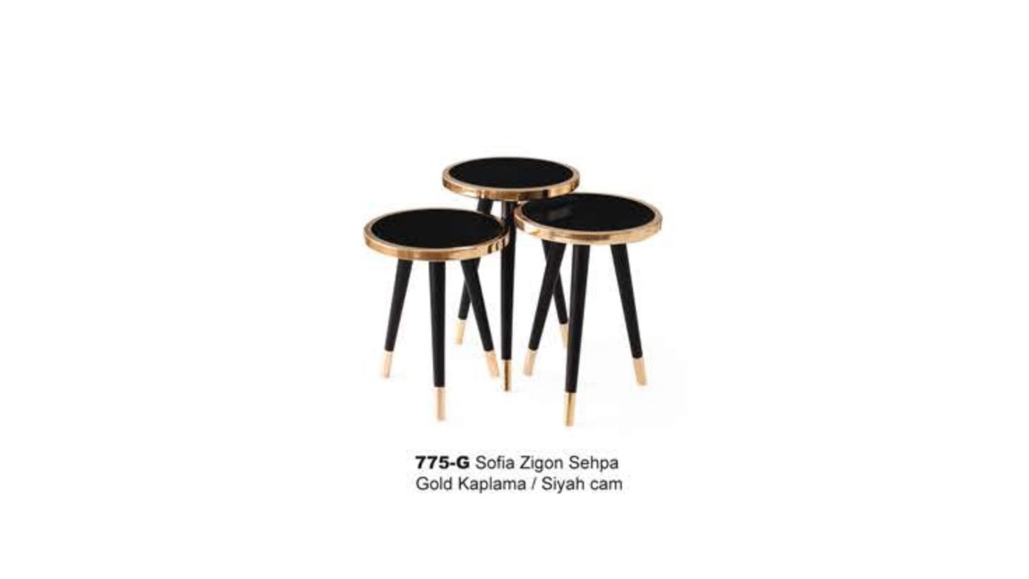 Sofia Nesting Table Gold Plated Black Glass
